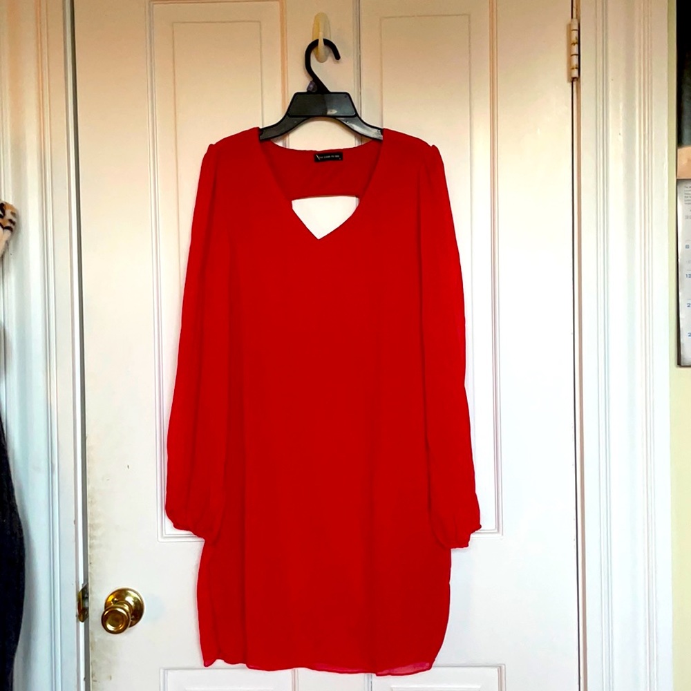 Piao Liang Fu Shi Red Long Sleeved Dress